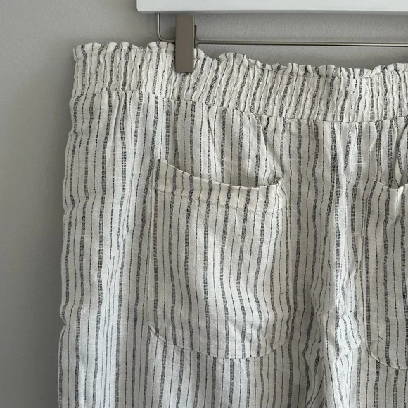 Time And Tru White Black Striped Wide Leg Linen Pant Size XL NWT - Picture 4 of 4